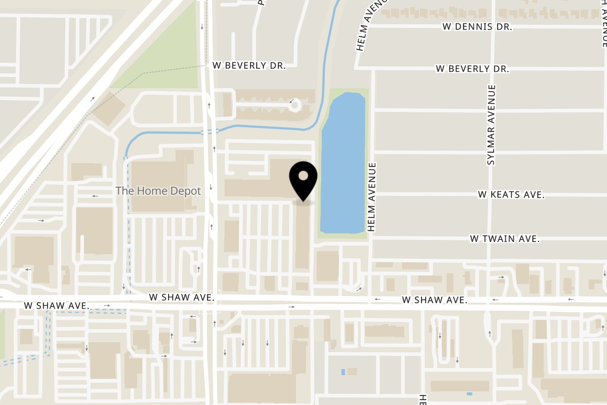 Map showing the location of Classic Billiards Pizza on 711 W Shaw Ave UNIT 117 in Clovis